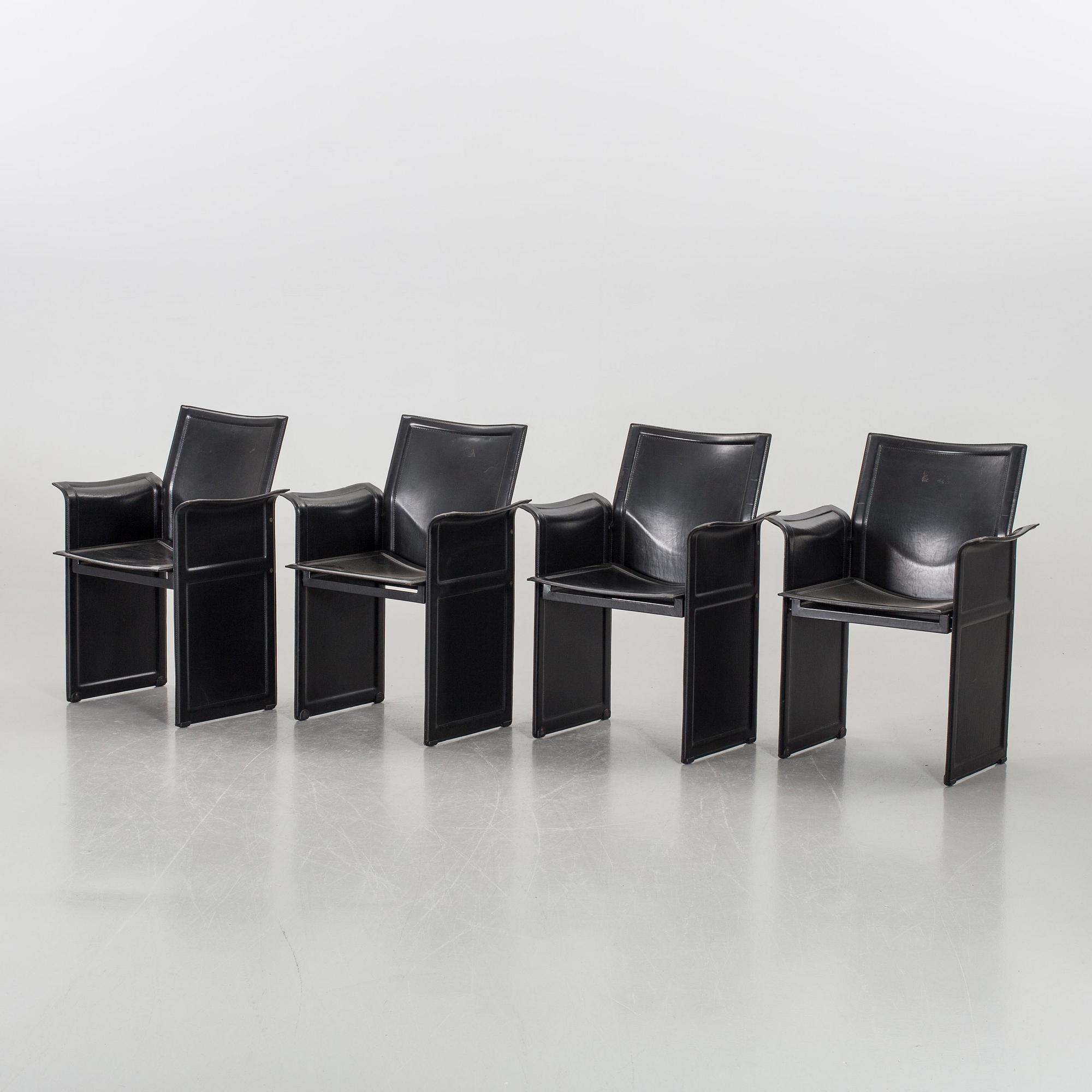 FOUR CHAIRS "KORIUM" TITO AGNOLI FOR MATTEO GRASSI.