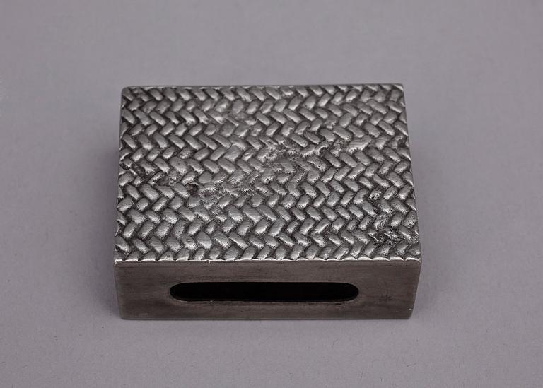 TÄNDSTICKSASKSETUI, tenn, Estrid Eriksson, firma Svenskt Tenn, 1900-talets första hälft.