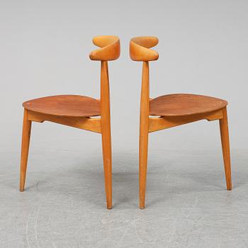 HANS J WEGNER, "Hjerte- set", matbord med sex stolar, Fritz Hansen, Danmark 1950-tal.