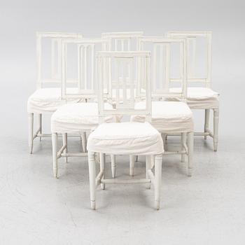 Six Gustavian chairs, late 18th century.