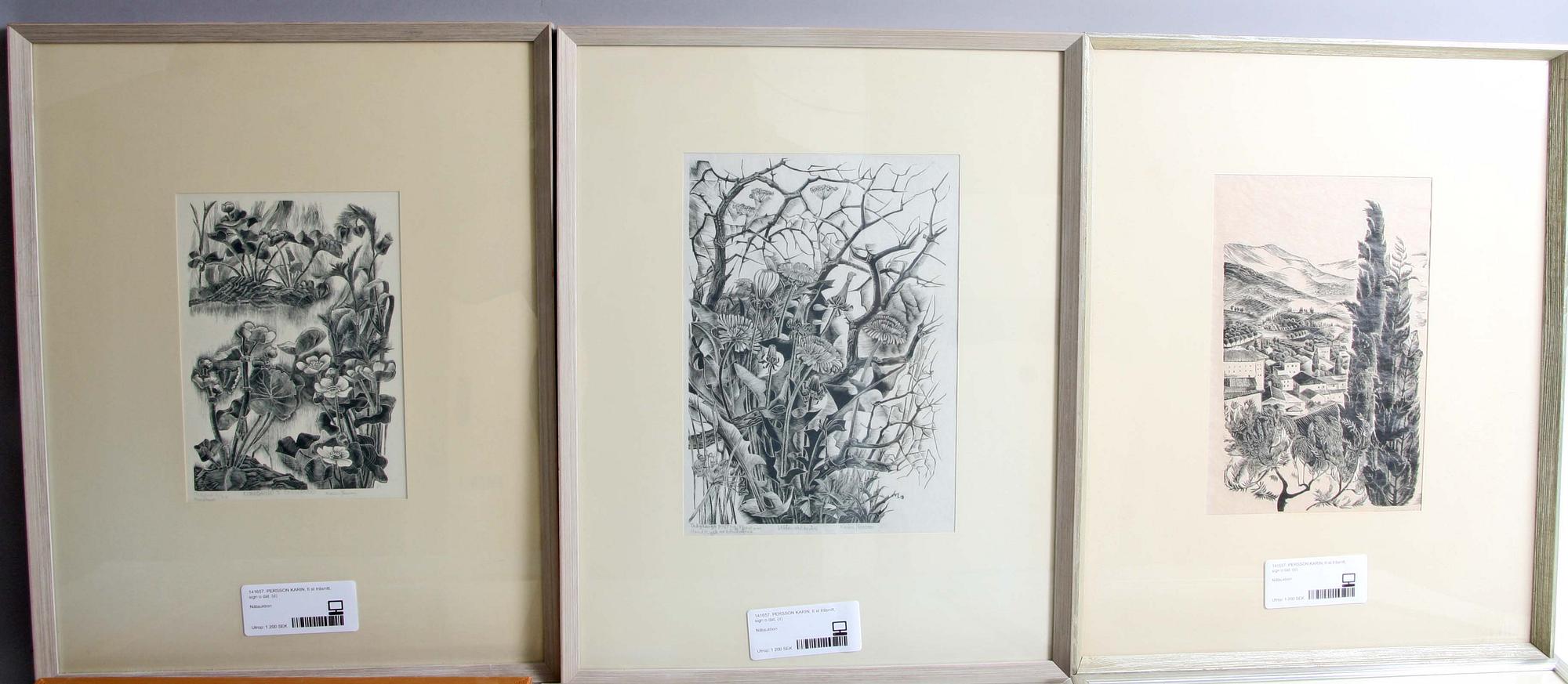 PERSSON KARIN, 6 st träsnitt, sign o dat.