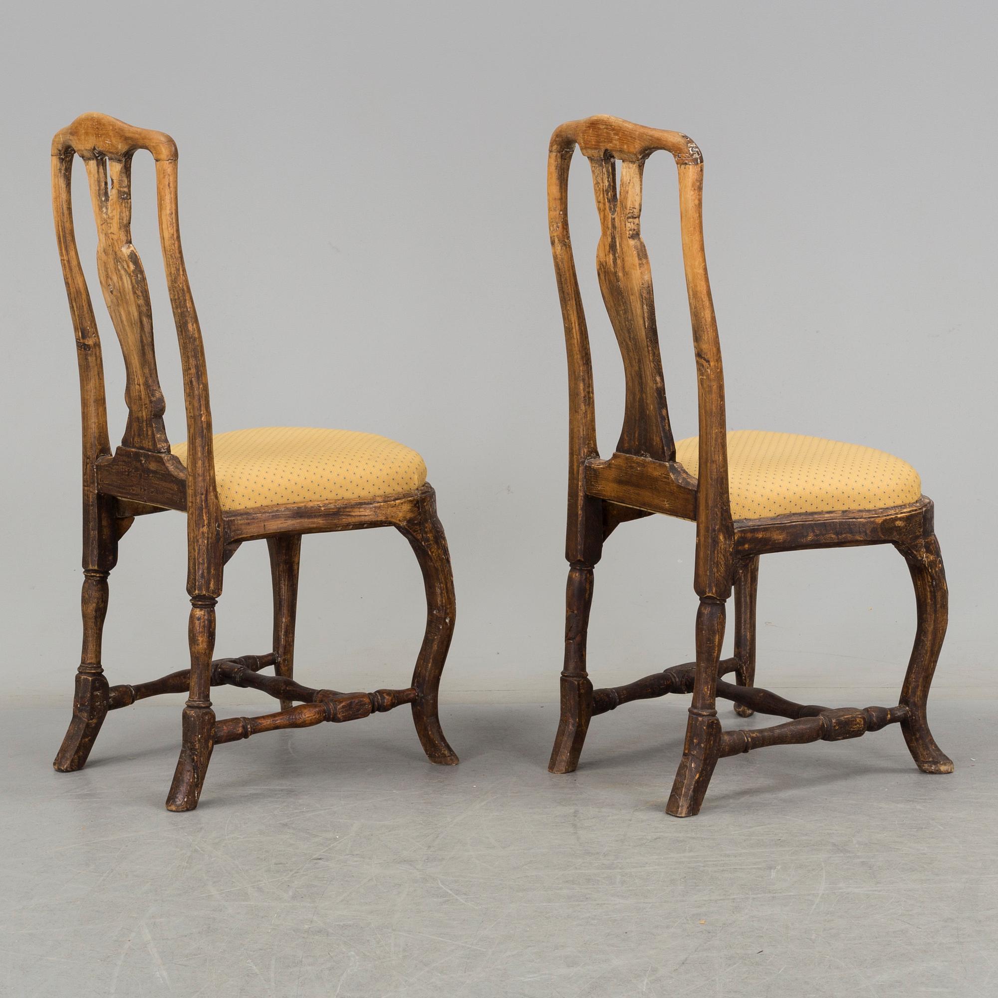 2 matched Swedish Rococo 18th century chairs.
