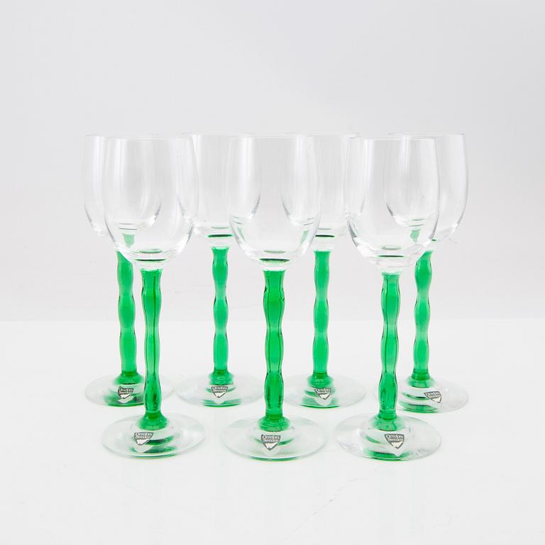 Gunnar Cyrén, white wine glasses 7 pcs "Nobel" Orrefors, late 20th century.