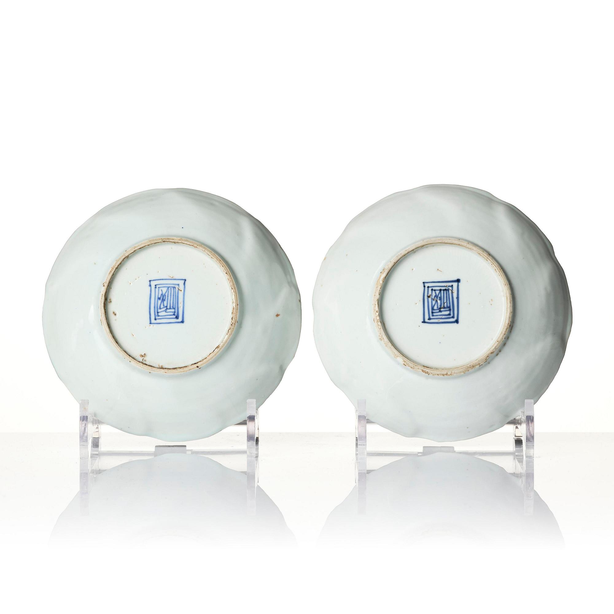 A set of 12 blue and white 'three friends of winter' dishes, Tianqi/Chongzhen, mid 17th century.