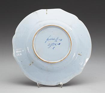 A set of three Swedish Rörstrand faience dishes, dated  21/11-1758, 2/10-58 and 3/12-58.