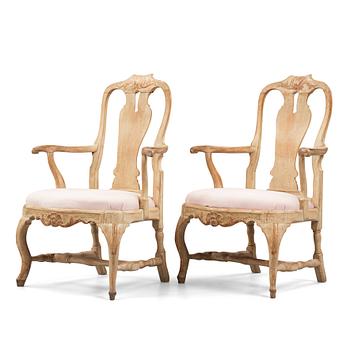 4. A pair of Swedish Rococo 18th century armchairs.