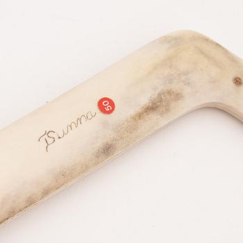 A reindeer horn knife by Thore Sunna, before 1965, signed.