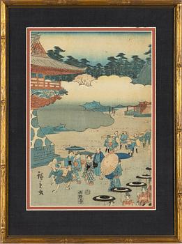 Färgträsnitt, efter Hiroshige (1797-1858), Japan, Meiji (1868-1912).