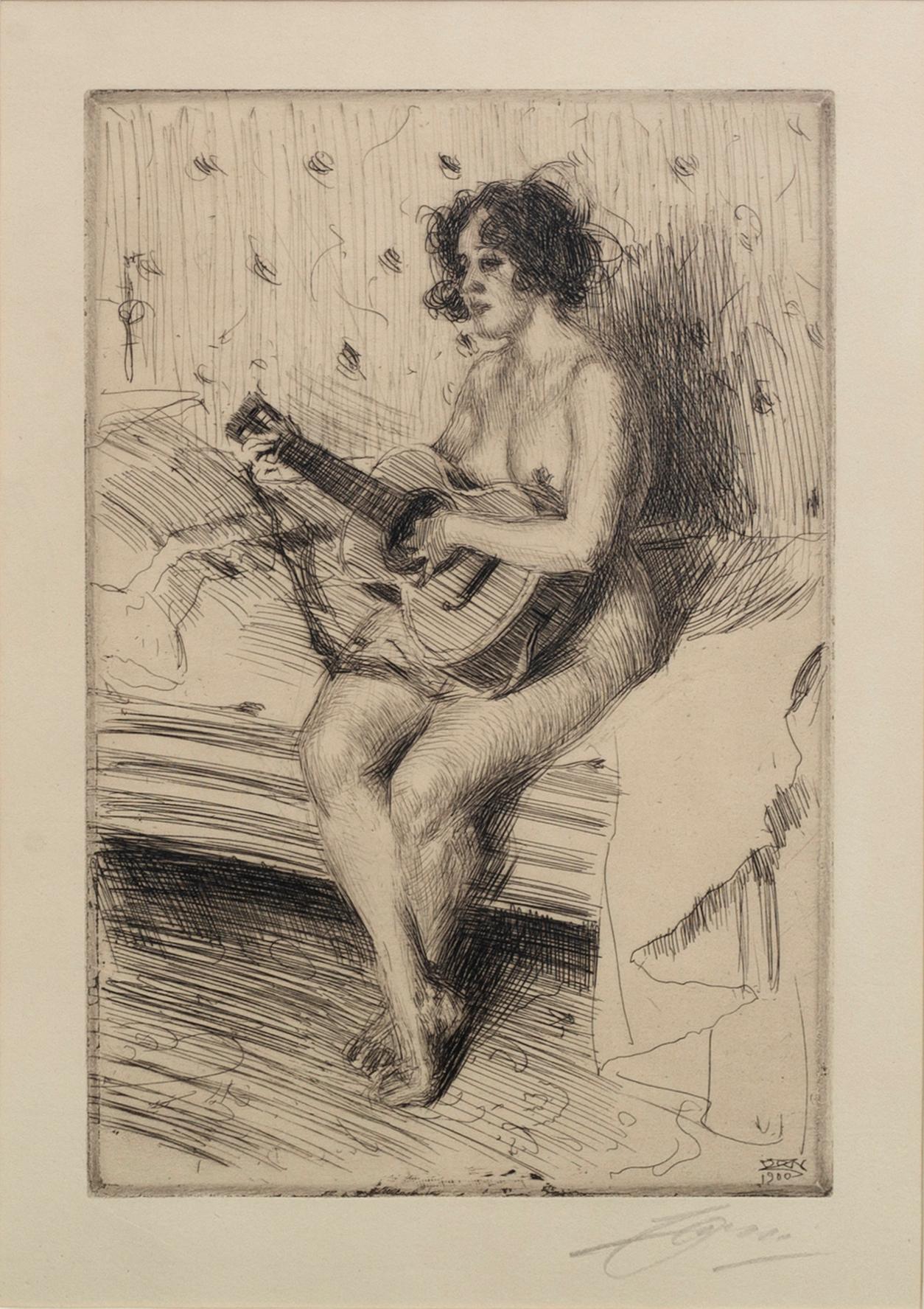 Anders Zorn, a signed etching from 1900.