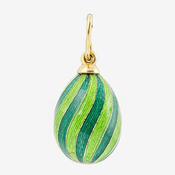 W.A. Bolin, pendant in the form of an egg, 18K gold and silver and enamel.