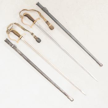 Two Swedish NCO's sword 1899 pattern with scabbards.