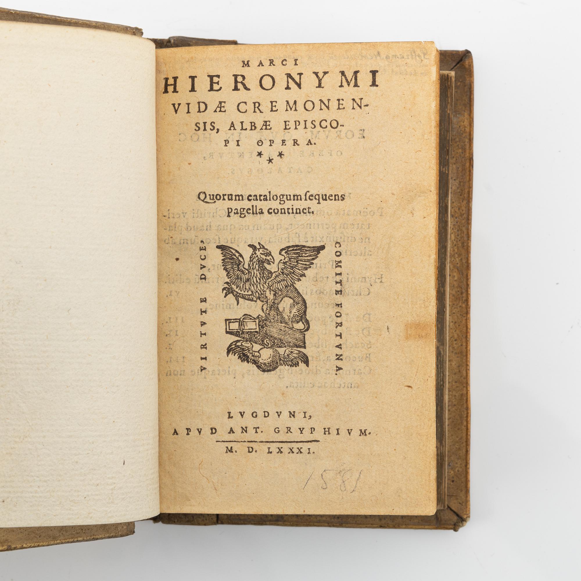 Gryphius 1581, with a poem about the game of chess.