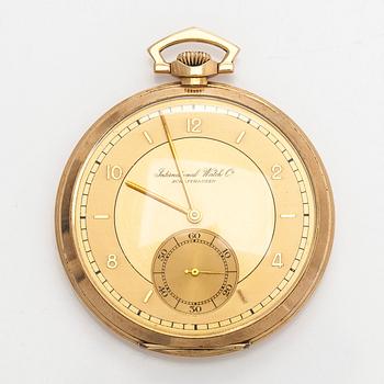 International Watch Co. (IWC), 50 mm, taskukello, 14K kultaa, ankkurikäynti.