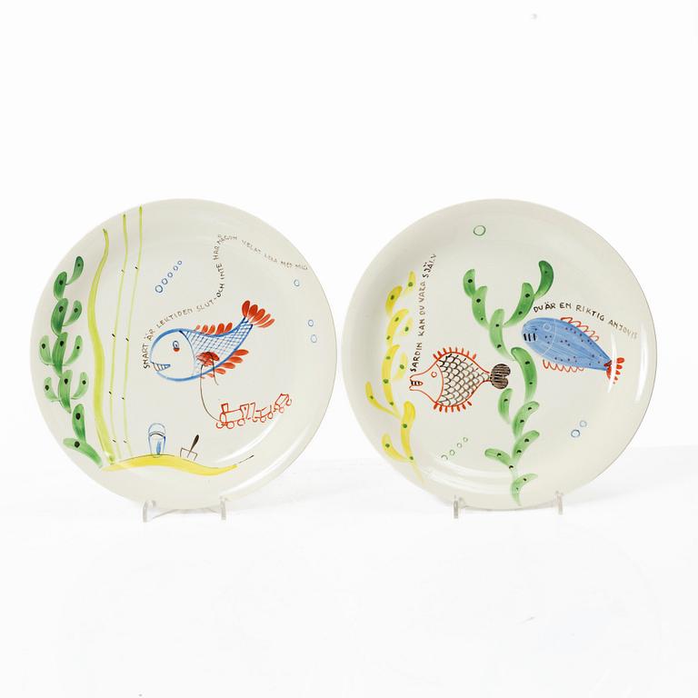Stig Lindberg, four creamware plates, 'Löja', Gustavsberg, Sweden.