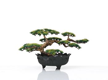 Estrid Ericson, an elastoline bonsai tree mounted in a Japanese patinated metal pot, Svenskt Tenn, Sweden 1960-70's.