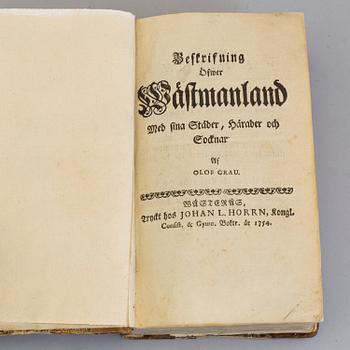 BOK, Olof Grau, Beskrivning över Västmanland, Västerås 1754.