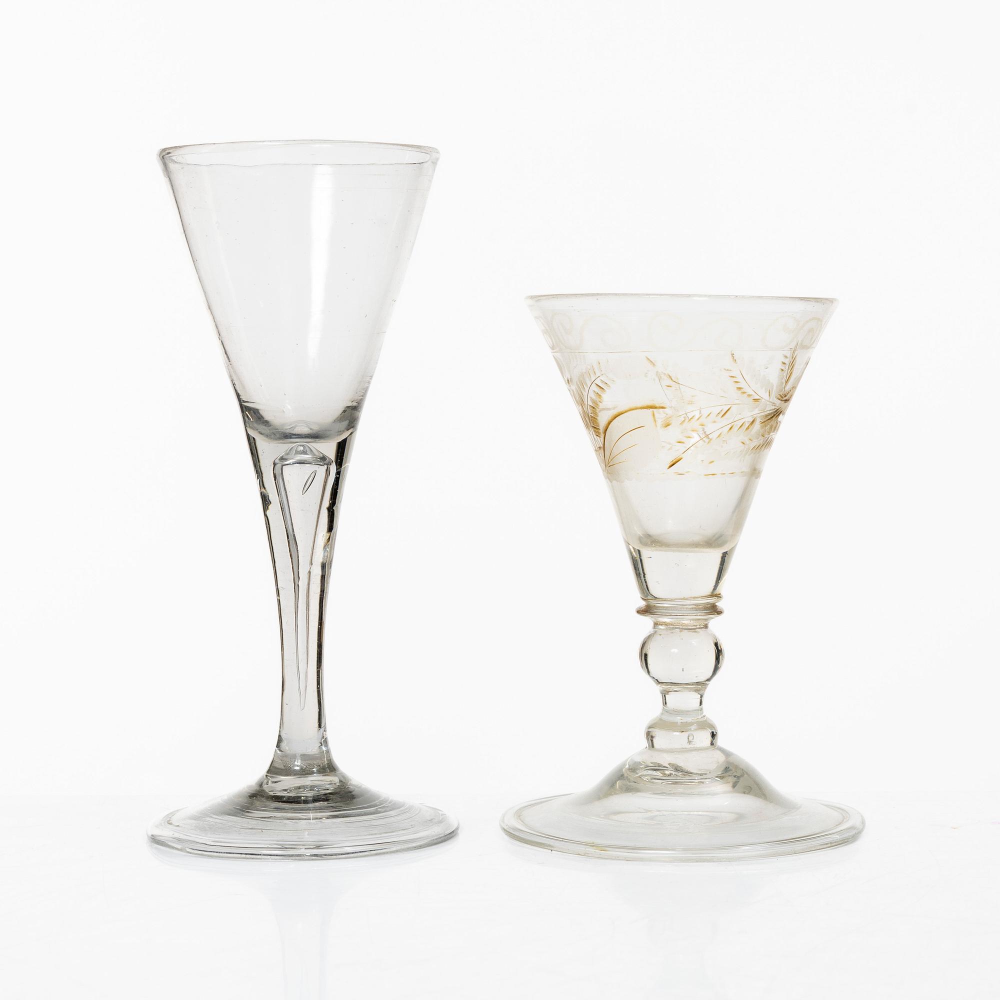 Glass, 5 pcs, 17th-18th century.