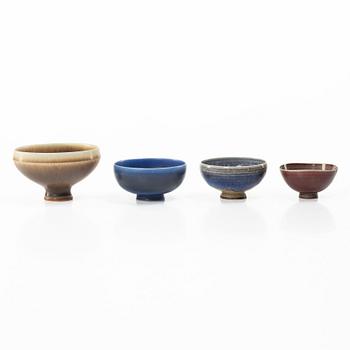 Berndt Friberg, a set oof four stoneware bowls, Gustavsberg Studio, 1960s–70s.