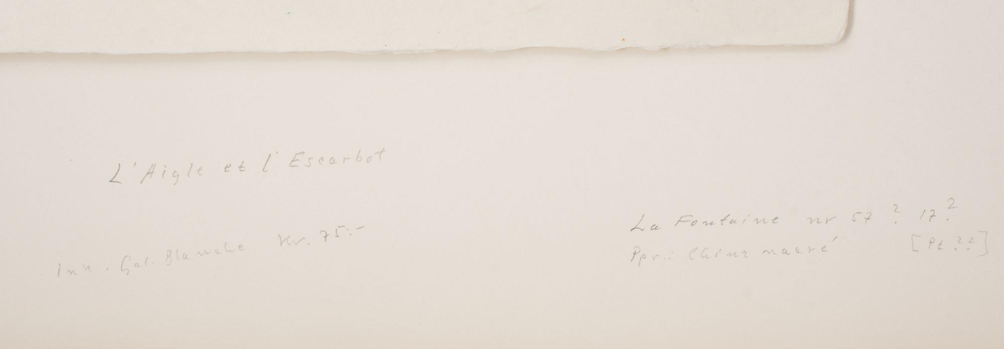 MARC CHAGALL, etsning på japanpapper, signerad i trycket. Utförd 1927-30 (utgiven av Teriade, Paris 1952).