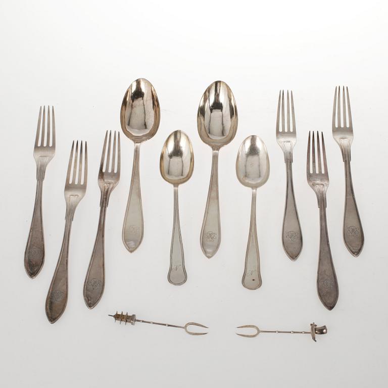 PARTI SILVER, 6+2+2+2 delar, Kina, 1900-tal. Total vikt ca 636 g.