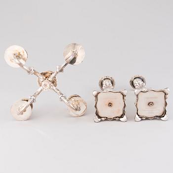 CANDELABRUM AND CANDLESTICK, silver, Kultakeskus Oy, Hämeenlinna, 1965 and 1975.
