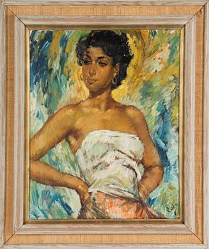 CHARLES ROKA, portrait of a woman, oil on canvas, signed.