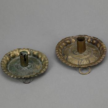 LJUSSTAKAR, 4 st, mässing, 1700/1800-tal.