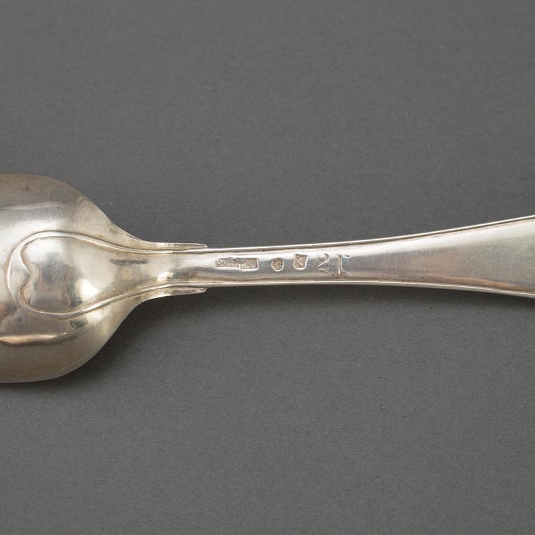 Three Swedish silver spoons, 1790 and 1792.