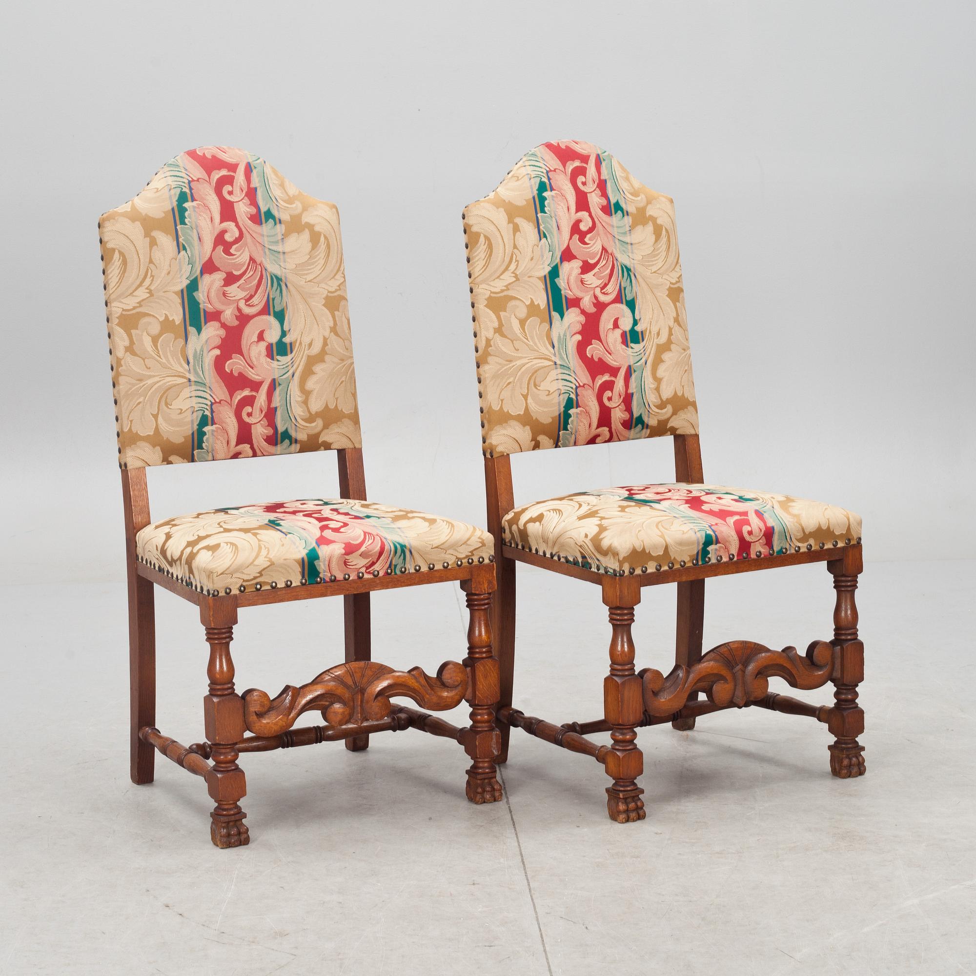 STOLAR, 6 st. Barockstil, 1900-tal. Stolar medföljer.