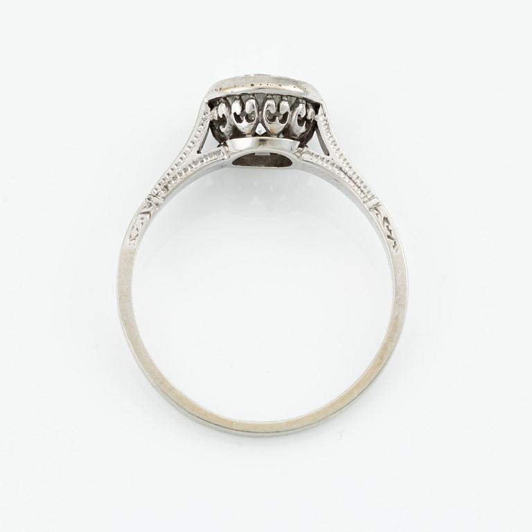 Ring 14K vitguld med äldre briljantslipad diamant, 1.42 ct.