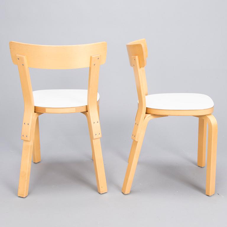 ALVAR AALTO, STOLAR, 6 st, modell 69, Artek. Formgiven år 1935.