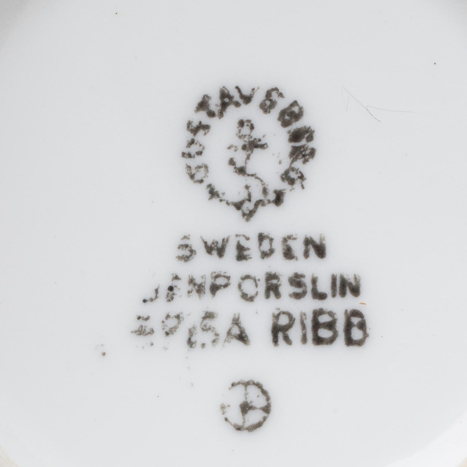 KAFFESERVIS, 18 delar, benporslin, "Spisa Ribb", Stig Lindberg, Gustavsberg.
