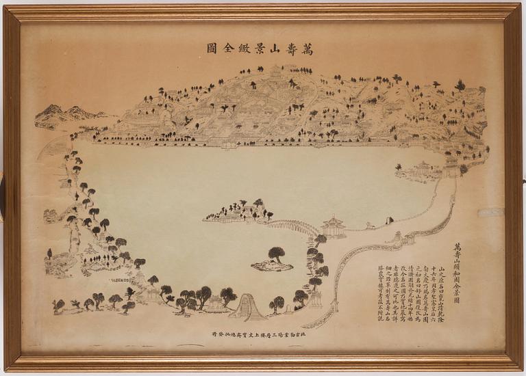 A print of map over the Summer Palace, Qing dynasty.