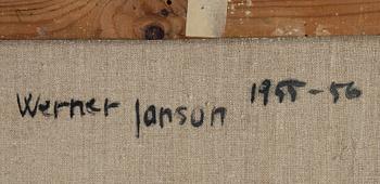 Werner Janson, mixed media on canvas, signed. Dated 1955-56 verso.