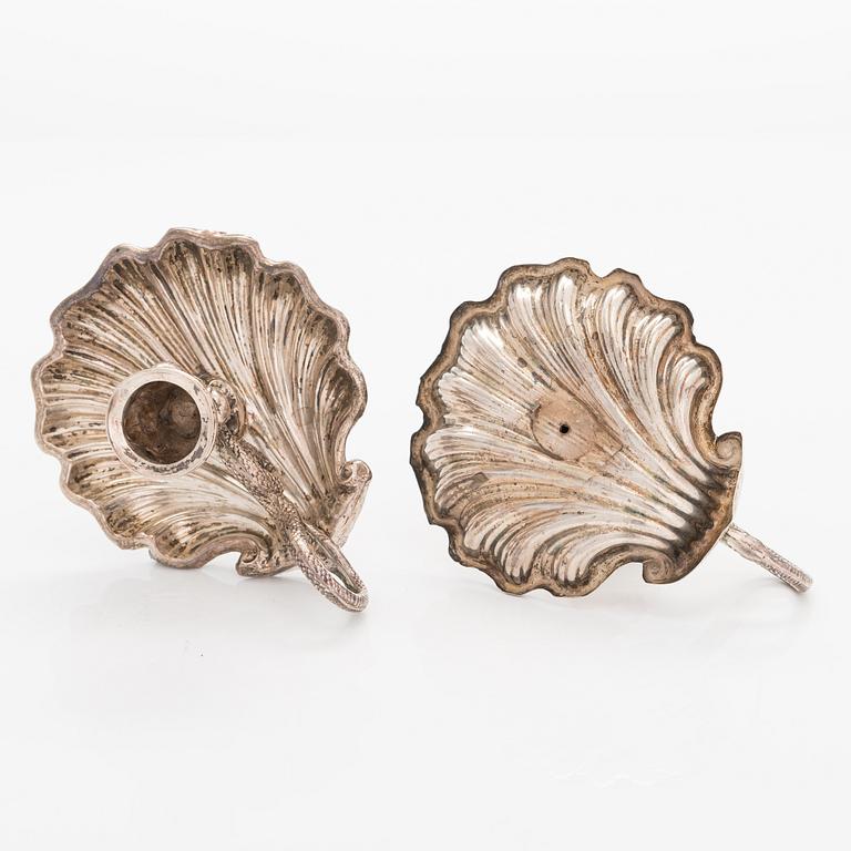 Nattljusstakar, ett par, silver Sverige 1800-talets mitt. Senempir.