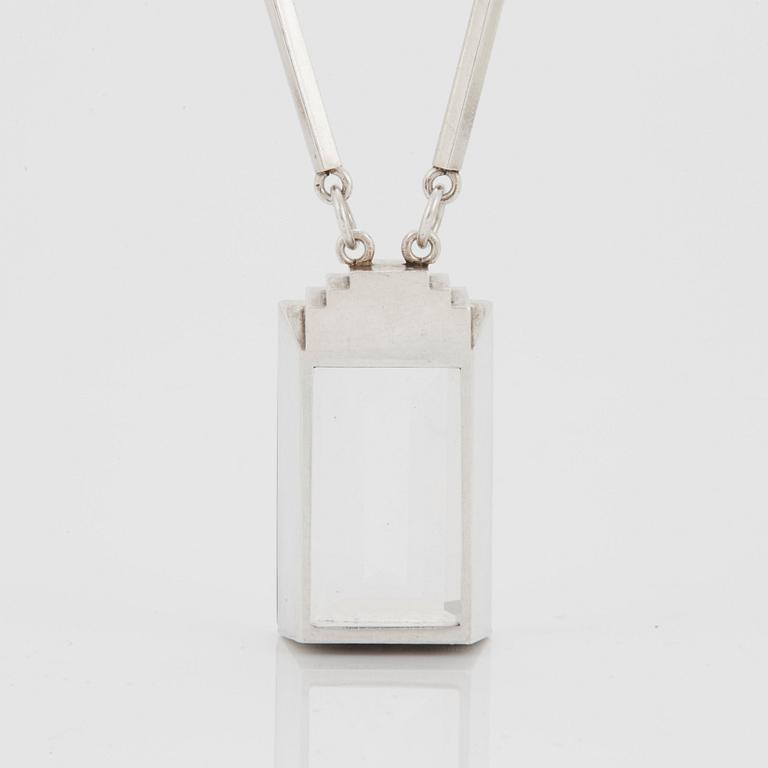 Wiwen Nilsson, a sterling necklace with a rock crystal pendant, Lund, Sweden 1943.
