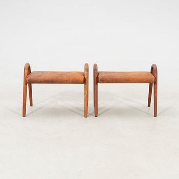 Vilhelm Lauritzen stools, a pair for Fritz Hansen Denmark, 1950s.