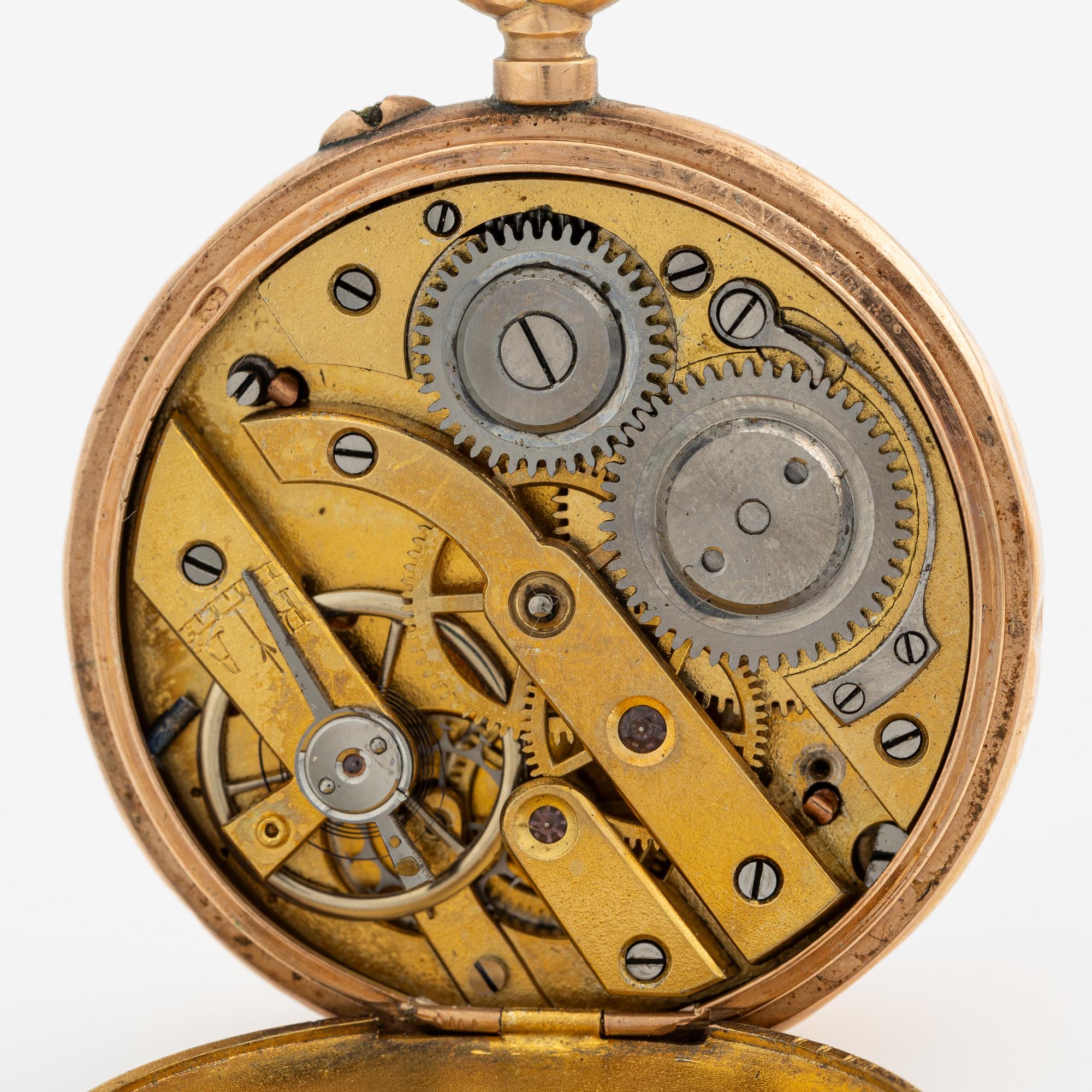 Pocket watches, 3 pcs, 14K gold.