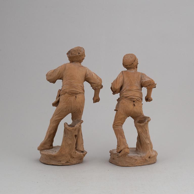 GIUSEPPE VACCARO CALTAGIRONE, skulpturer, 2 st, terracotta, signerade.