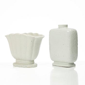 Gunnar Nylund, vaser, 4 st, chamotterat stengods, Rörstrand 1930-40-tal.