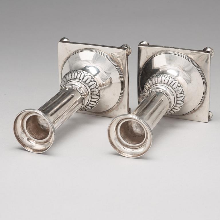 A pair of Swedish 18th century silver candlesticks, marks of Jacob Möller, Malmö 1799.