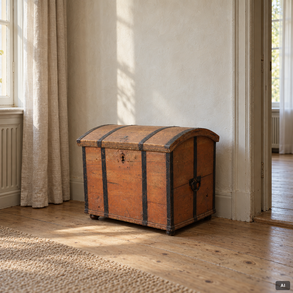 A folk art chest, Northern Sweden, 1850.