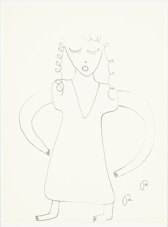 Roger Risberg, indian ink drawing, signed. Executed in 2008.