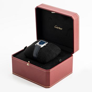 Cartier, Tank Must, "Blue Lacquered Dial", wristwatch, 33.7 x 25.5 mm.