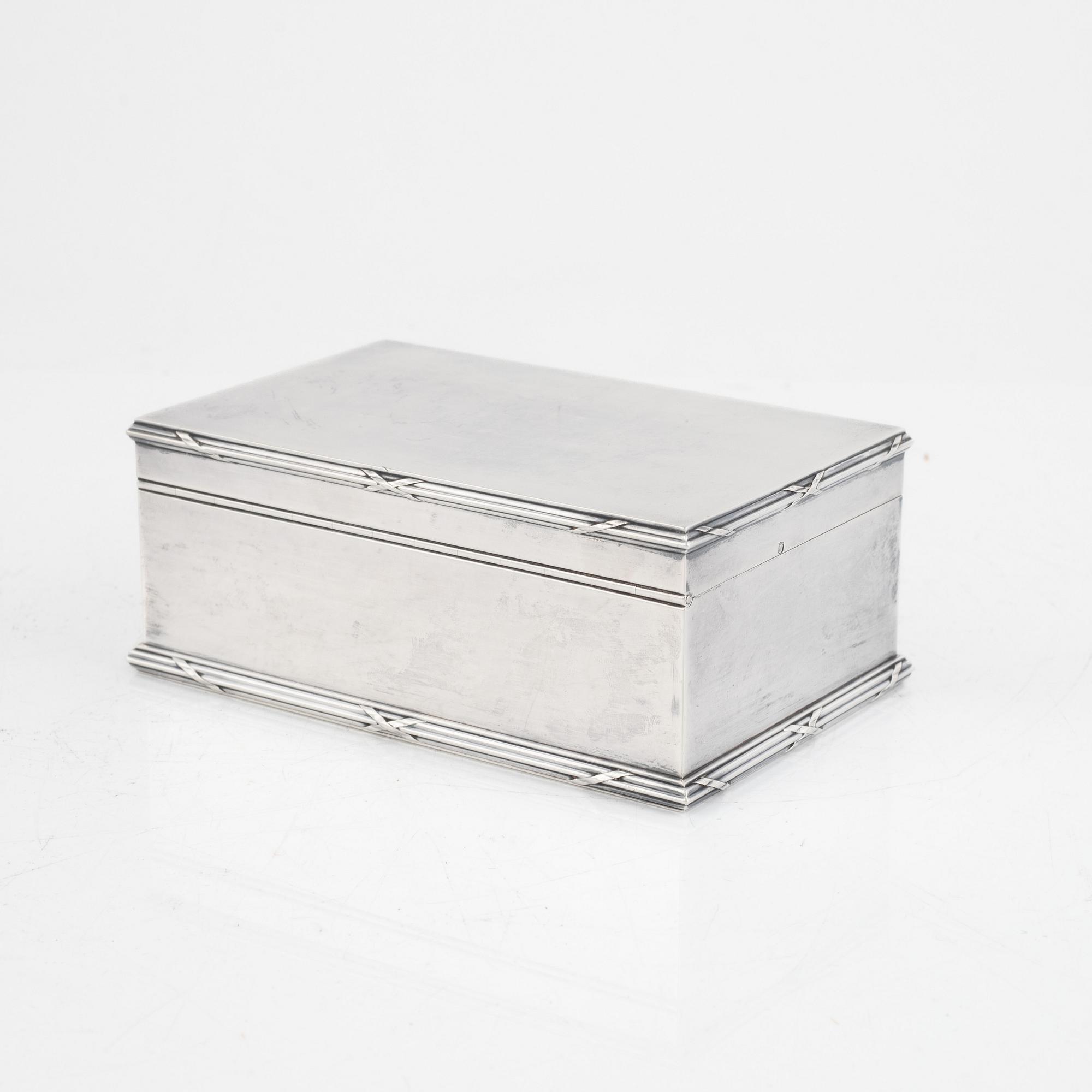 A silver and parcel-gilt cigarr box, mark of Gustave Keller (firm active in Paris 1867-ca. 1940).