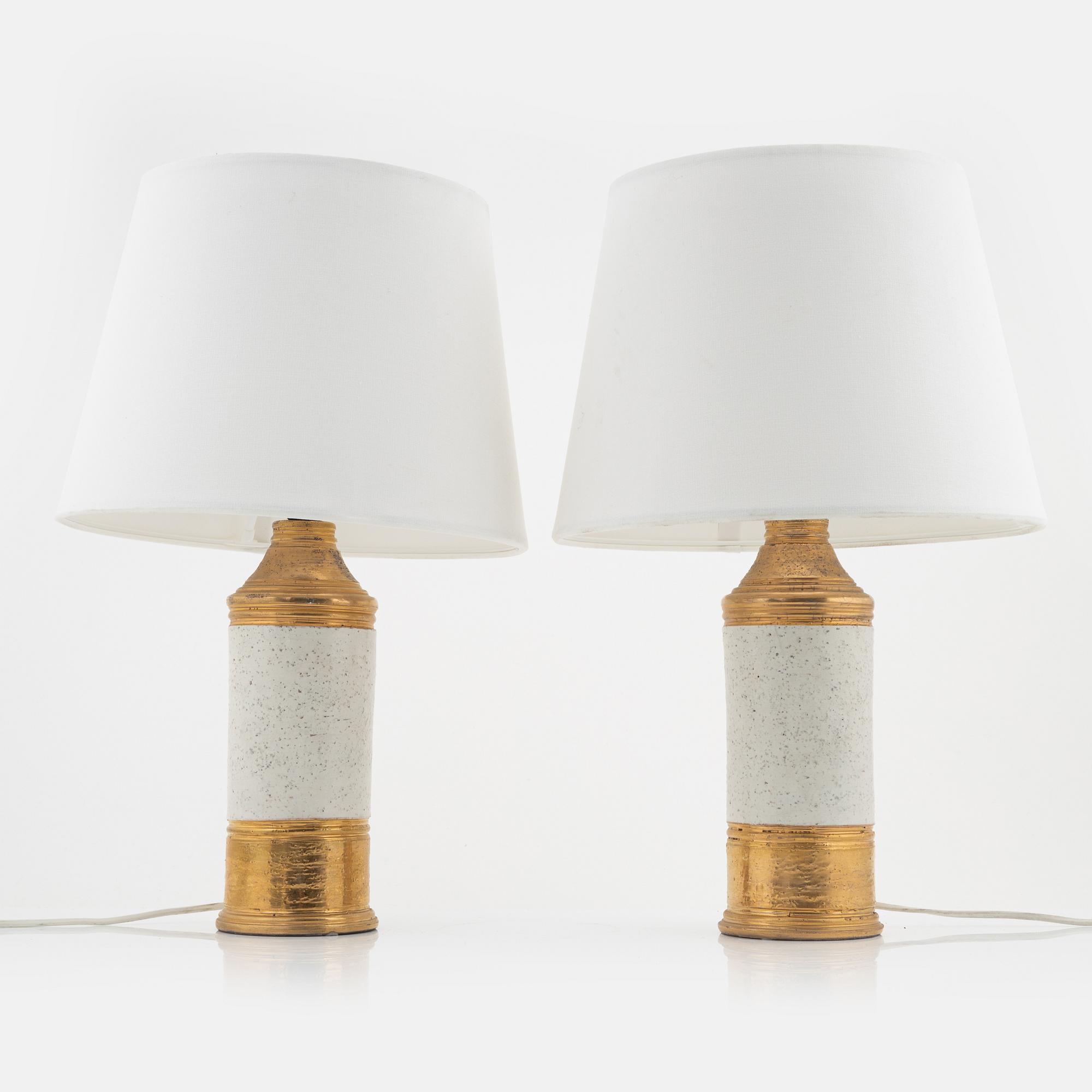 A pair of earthenware table lamps by Bitossi for Bergboms, 1970's.
