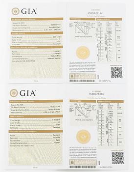 Earrings, a pair, 18K gold with brilliant-cut diamonds.