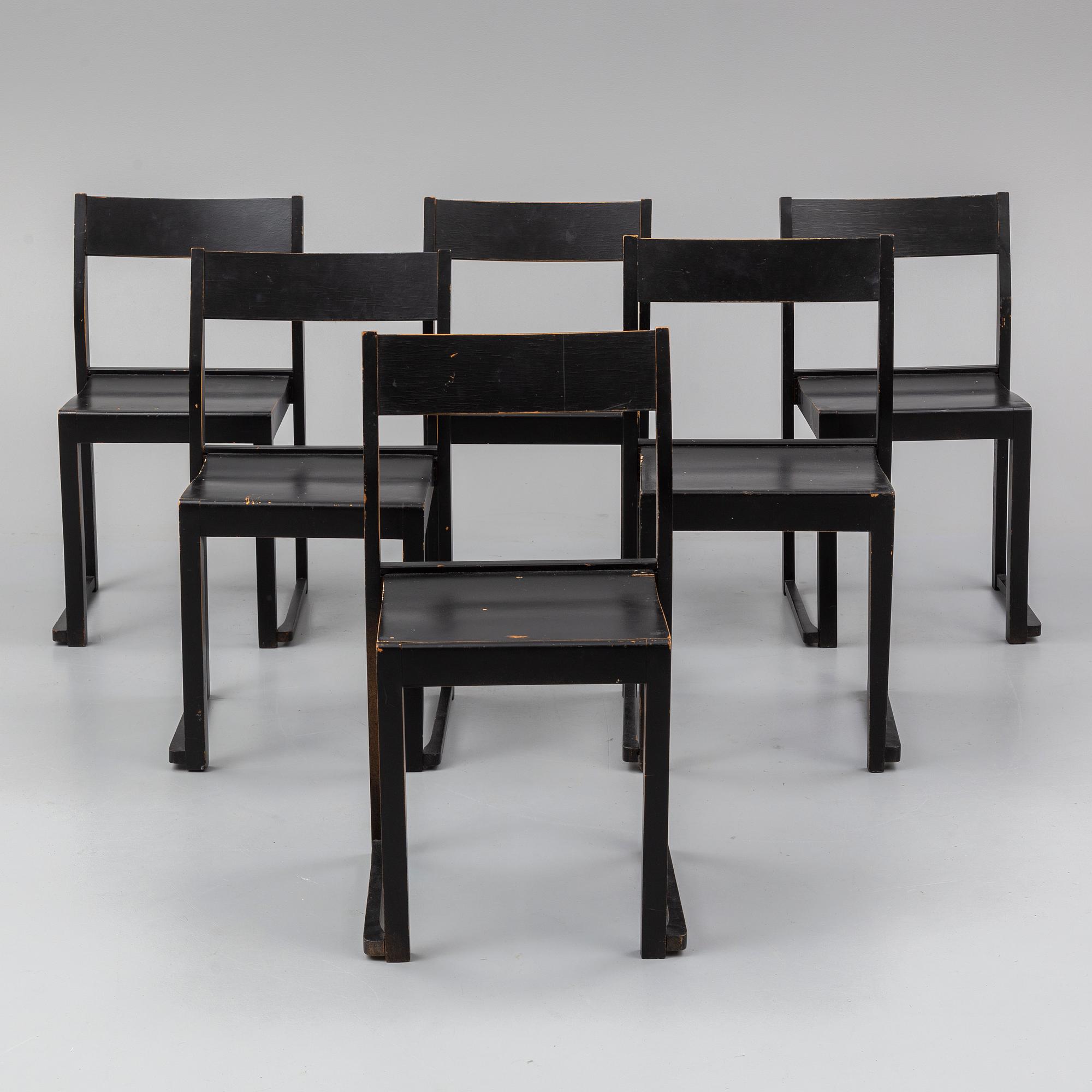 SVEN MARKELIUS, six 'Orkesterstolen' chairs, mid 20th Century.