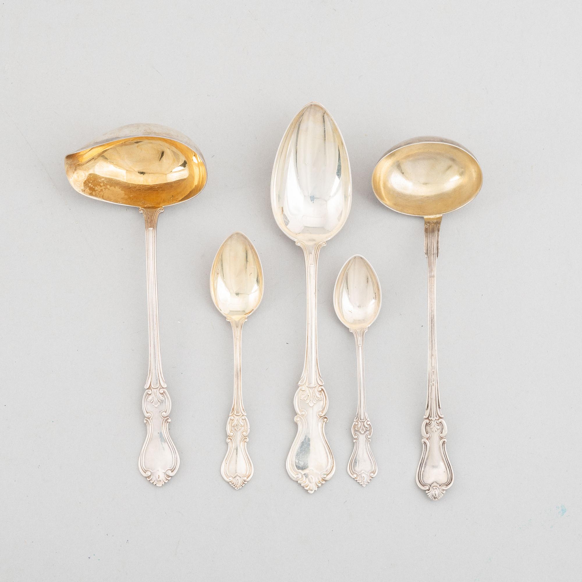 A set of 38 Swedish silver cutlery parts, model 'Olga', including CG Hallberg, Stockholm 1936.