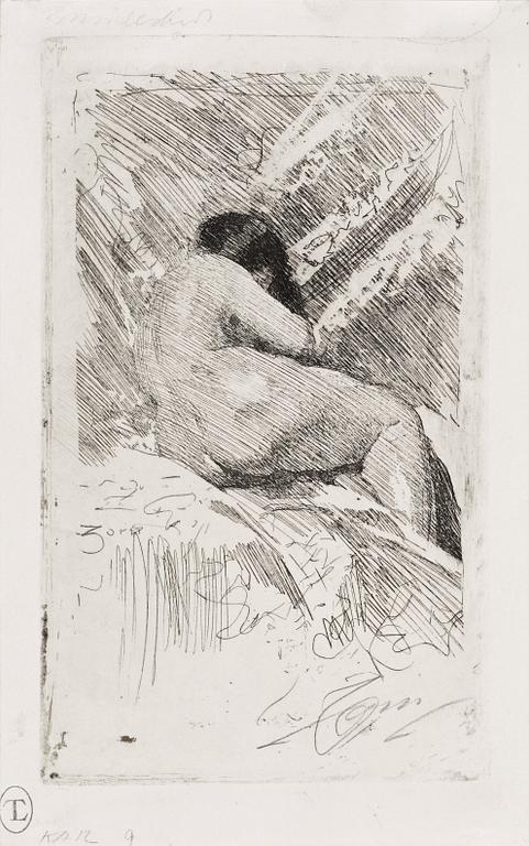 Anders Zorn, ANDERS ZORN, etching, 1884, signed in pencil and titled in the upper left margin.